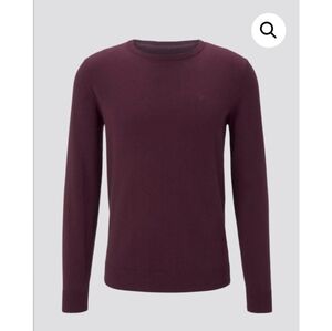 Tom Tailor – Fine striped Sweater (Round Neck) Size Medium Burgandy & black